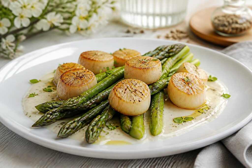 Asperges aux Saint-Jacques : recette de saison pour un plat raffiné