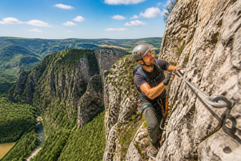 découvrez la via ferrata de la canourgue pour vivre des sensations fortes tout en admirant un panorama exceptionnel au cœur de la nature sauvage.
